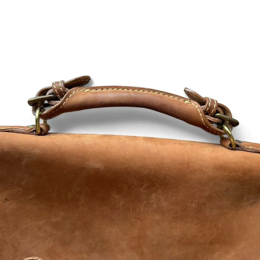 Vintage Mulholland Brothers Anglers Heritage Bag Leather Briefcase Tan Lariat